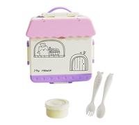 Mafagwre Brotdose Kinder Mit Fächern, Auslaufsichere Lunchbox Mit 4 Fächern, Lunchbox Kinder Mit Besteck, Lustige Brotdose In Hausform, Mädchen & Jungen, Bento Box Kinder, Mikrowellen (A)