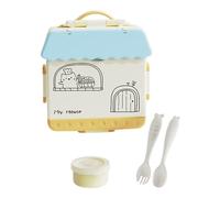Mafagwre Brotdose Kinder Mit Fächern, Auslaufsichere Lunchbox Mit 4 Fächern, Lunchbox Kinder Mit Besteck, Lustige Brotdose In Hausform, Mädchen & Jungen, Bento Box Kinder, Mikrowellen (B)