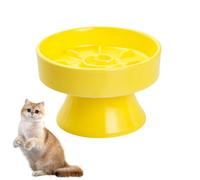 Mafagwre Gamelle Anti Glouton Chat, Gamelle en Céramique pour Chats, Bols en Céramique pour Slow-Feeder, Écuelle avec Labyrinthe Interactif, Bol Nourriture Anti-Vomissement pour Chaton (Yellow)