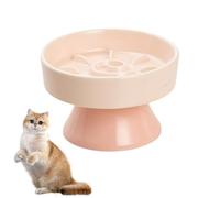Mafagwre Gamelle Anti Glouton Chat, Gamelle en Céramique pour Chats, Bols en Céramique pour Slow-Feeder, Écuelle avec Labyrinthe Interactif, Bol Nourriture Anti-Vomissement pour Chaton (Pink)
