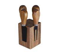 Mafagwre Le De 4 Couteaux à Fromage Avec Bloc, Couteaux à Fromage En Acier Inoxydable, Bloc Magnétique En Bois D'acacia, Accessoires De Cuisine, Pour Anniversaires, Mariages Et Pique-niques (Noir)