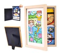 Mafagwre Lot De 2 Cadres Photo A4, Cadre Dessin Enfant à Changer, Capacité 150 œuvres d'art, Cadres Photo à Ouverture Frontale pour Ranger Et Exposer des Dessins d'enfants (Couleur Bois)