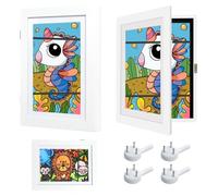 Mafagwre Lot De 2 Cadres Photo A4, Cadre Dessin Enfant à Changer, Capacité 150 œuvres d'art, Cadres Photo à Ouverture Frontale pour Ranger Et Exposer des Dessins d'enfants (Blanc)