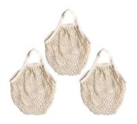 Mafagwre Lot De 3 Sacs à Provisions Beige en Maille, Sac à Main Portable en Filet avec Poignée, Réutilisables Et Lavables en Ficelle pour Le Stockage des Fruits Et Légumes (A)