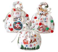 Mafagwre Lot De 4 Sacs-Cadeaux De Noël Avec Cordon, Pochette Cadeau Sac Cadeau Réutilisable, Sachet Bonbon, Pochette Cadeaux, Petit Pochon Sans Tissu Pour Friandises Et Petits Cadeaux