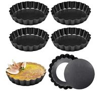 Mafagwre Lot De 6 Moules À Tarte, Moules À Tarte Avec Fond Amovible 10 Cm, Moules À Tartelettes Rond, Moule À Tarte Antiadhésif, Plat À Quiche Cannelé Rond Pour Gateau, Tartes Et Quiches (A)