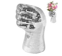 Mafagwre Pots De Fleurs Disco Argentés, Pot De Fleurs En Forme De Boule Disco, Boule A Facette Vase Disco, Verre Pot De Fleurs Miroir, Jardinière Boule Disco, Argentés Miroir Boule Disco Vase (A)