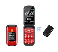 Mafam F899 Senior Flip caractéristique téléphone deux écrans 2 Sim grand bouton SOS cadran torche à clapet Mobile Style rétro 15 jours de longue veille B-F899Red-Case-16G
