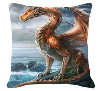 MAFANG 11CT Kit Point De Croix Imprimé Kits De Points De Croix Imprimés D'Animaux Dragon Fantaisie, Kit De Broderie Pour Adultes, Kit De Taie D'Oreiller Brodé À La Main, Diy Bricolage A 45x45cm