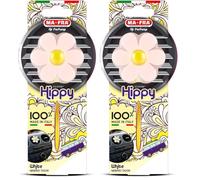 Mafra, Hippy Heaven's Door, Parfum de Voiture, Rafraîchisseur d'air de Voiture avec Design de Fleur en Caoutchouc, Couleur Blanche, Parfum Doux et Sucré Jusqu'à 6 Semaines, 1 unité (Lot de 2)