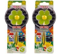 Mafra, Hippy Nature Trip, Parfum de Voiture, Rafraîchisseur d'air de Voiture avec Design de Fleur en Caoutchouc, Couleur Blanche, Parfum Fleuri Délicat Jusqu'à 6 Semaines, 1 unité (Lot de 2)