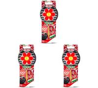 Mafra, Hippy Summer of Love, Désodorisant de Voiture avec Design de Fleur en Caoutchouc, Couleur Rouge, Parfum Aromatique et Chaud comme l'été, Dure Jusqu'à 6 Semaines, 1 unité (Lot de 3)