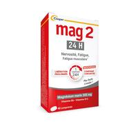 MAG 2 - 24H Complément alimentaire à base de magnésium, vitamine B6 et B12 Anti-nervosité anti-fatigue Programme 40 jours comprimés libération prolongée Comprimé(S) pc(s)