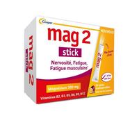 MAG 2 - Stick Complément alimentaire à base de magnésium et 6 vitamines B Nervosité, Fatigue, Fatigue musculaire Programme 30 jours sticks orodispersible goût fruit la passion Sachet(S) pc(s)