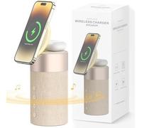 Mag-Safe Bluetooth Speaker Wireless Magnetic Charger 2 In 1 With Night Light For Iphone 16/15/14/13/12 Airpods Pro/4/3/2 Series-Beige
