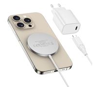 Mag Safe Chargeur avec Adaptateur, Chargeur magnétique sans Fil Rapide pour iPhone 16/15/14/13/12 séries et AirPods Ultra Slim Chargement sans Fil inductif