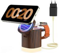 Mag/Safe Chargeur Sans Fil 3 En 1 Pour Téléphone 16/15/14/13/12 Série, Pliable Station De Recharge Avec Veilleuse Réglable Pour Iwatch 10-2, Pour Airpods 4/3/2/Pro, Grain En Bois V[IND6170892]