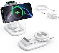 Mag-Safe Induction Charger, 3 In 1 Charging Station For Apple 15w Charging Mag Safe For Iphone 16/15/14/13/12, Iwatch, Airpods 4 3 2 Pro, White