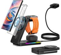 Mag-Safe Induction Charger For Samsung, Magnetic Charging Station For Galaxy S25ultra S24, Foldable Samsung Watch Charger For Galaxy Watch Ultra 7 6 Buds Pro Ring Mag Included