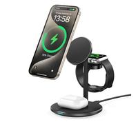 Mag-Safe Station de Charge inductive 15 W pour iPhone 15 14,3 en 1 pour Plusieurs appareils, Chargeur Mag-Safe pour iWatch Ultra 2/1/Series 9, AirPods, Noir