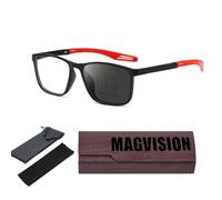 Mag Vision Glasses 2.0,2025 New Magvision Glasses for Old Women Men,Magvision Eyeglasses Intelligent Zoom Anti Blue (RED, 1PCS, 4)