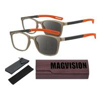 Mag Vision Glasses 2.0,2025 New Magvision Glasses for Old Women Men,Magvision Eyeglasses Intelligent Zoom Anti Blue (ORANGE, 2PCS, 2.5)