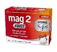 MAG 2 - BOOST - Magnésium, vitamines B et C, zinc et extrait de guarana - Coup de fouet pour les fatigues physiques et mentales - Ingrédients vegan - Goût fruits rouges- 20 comprimés effervescents