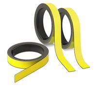 Mag239 Lot de 3 bandes magnétiques jaunes - Environ 1 cm x 1 m - Ruban magnétique à marquer sur les tableaux blancs, les étagères de rangement, les calendriers, les étiquettes magnétiques
