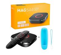 MAG544W3 Décodeur TV Linux 4K HDR Streaming Media Player, support 4K et HEVC, Dolby Digital Plus, Wi-Fi 5G intégré, 1 Go de RAM DDR4, 4 Go de mémoire flash avec étui en silicone