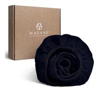 MAGANO® Drap-housse de luxe 140 x 200 cm - Bleu - Bambou et satin de coton - Qualité supérieure 400 TC - Hypoallergénique et thermorégulateur - Drap-housse 140 x 200 cm - Bleu foncé