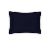 MAGANO® Housse de coussin de luxe 50 x 70 cm bleue - Bambou et satin de coton - Qualité supérieure 400 TC - Hypoallergénique et régulateur de température - Volant plat 5 cm - Taie d'oreiller 50 x 70