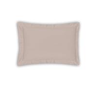 MAGANO® Housse de coussin de luxe 50 x 70 cm - Taupe - Bambou et satin de coton - Qualité supérieure 400 TC - Hypoallergénique et régulateur de température - Volant plat 5 cm - Taie d'oreiller 50 x 70