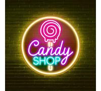 Magasin de bonbons enseignes au néon dimmable LED light utilisé dans la boulangerie café chambre d’enfants fête d’anniversaire fenêtre douche de bébé bonbons amants, glaces éclairage 11,81 "* 11,81"