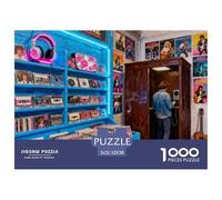 Magasin de disques de Coin de Rue Puzzle en Bois Imperméable DIY Puzzles De 1000 Pièces pour Adultes Amusant Jeux Éducatifs