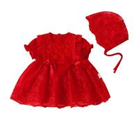 Magasin de fleurs magique nouveau-né bébé printemps été nœud papillon manches courtes mode intérieur extérieur chapeau princesse robe d'anniversaire vêtements noir adolescent fille, rouge, 3-6 mois