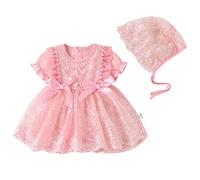 Magasin de fleurs magique nouveau-né bébé printemps été nœud papillon manches courtes mode intérieur extérieur chapeau princesse robe d'anniversaire vêtements noir adolescent fille, Rose, 3-6 mois