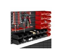 TecTake® Étagère Murale modulable 28 Boîtes de Rangement empilables & Crochets Meuble de Rangement Rangement Atelier Garage Rangement Mural de visserie & Clous Organisation du Garage