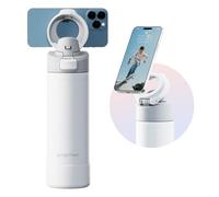 Magcheer Gourde Magnétique avec Support pour Téléphone Compatible MagSafe | Trépied Gourde à Angle Réglable | Bouteille Isotherme pour Voyages Fitness Selfies 750ml(Blanc)