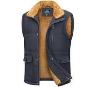MAGCOMSEN Gilet de travail pour homme en duvet d'hiver avec doublure en polaire sans manches avec 4 poches, gris foncé, M