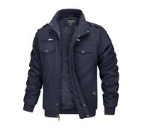 MAGCOMSEN Veste Mi-Saison Chaude Homme - Doublure en Polaire Coupe-Vent, Col Montant Amovible, Veste Cargo Tactique, Design Pilote Armée Américaine Navy Blue XL