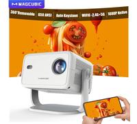 Magcubic 8K L018 Android14 projecteur 650ANSI natif 1080P mise au point automatique et Keystone BT5.4 WIFI6 Allwinner H726 Portable 360 ° Tourner White