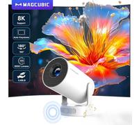Magcubic 8K Wifi6 projecteur 290ANSI Android 14 double WIFI Allwinner H726 BT5.0 1280*720P Home cinéma extérieur portable HY300 Pro + HY300 Pro-White