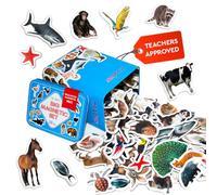 Magdum Aimants Animaux pour Enfants - 110 Zoo, Ferme, forêt, mer et Oiseaux | Grands animaux magnétiques réalistes dans une grande boîte en métal - Jouets éducatifs Montessori pour tout-petits - Cadeau