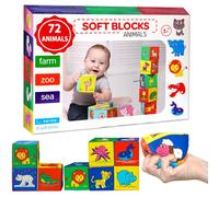 magdum 12 PCS Animaux Cube D'activité Bébé - Jouet Montessori Bebe 6-12 Mois - Cube A Empiler Bebe - Cube Montessori - Jeux Eveil Bebe 6 Mois - Cube Bebe - Jouet De Dentition pour Bébé