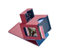 Mage Tech Boîte de rangement pour cartes MTG Commander - Design breveté Commander Display - Compatible avec 100 cartes à double manches - 35pt - Rouge et bleu