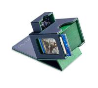 Mage Tech Boîte pour Decks Commander pour MTG - Affichage Commander, Convient pour 100 Cartes Double-Sleeve, Porte-Carte Magnétique de 35pt & Plateau à Dés (Bleu/Vert)