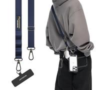 MAGEASY Bandoulière universelle pour téléphone portable, sangle antivol pour iPhone 16 Pro Max et la plupart des smartphones, pour homme et femme, 20 mm, bleu nuit