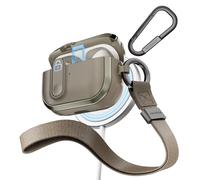 MAGEASY Coque conçue pour AirPods Pro 2 - Coque robuste pour AirPods Pro avec verrouillage | Fonctionne avec câble, Apple Watch officielle et chargement MagSafe | Comprend mousqueton et dragonne