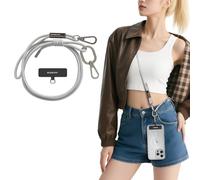MAGEASY Lanière universelle de téléphone portable, sangle antivol à bandoulière en corde pour iPhone 17 Pro Max et la plupart des smartphones, pour homme et femme, 6 mm, gris brumeux