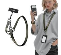 MAGEASY Lanières universelles 2 en 1 pour téléphone portable - Sangle de téléphone à bandoulière et dragonne avec porte-clés intégré, Gris béton, 38" à 62"